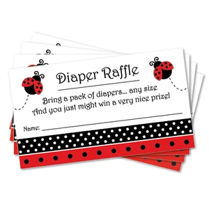 25 Ladybug Diaper Raffle Tickets Invitation Insert for Ladybugs Baby Shower - Picture 1 of 3