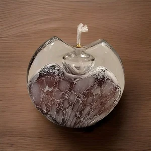 DE COLECCIÓN HERMOSO QUEMADOR DE ACEITE DE VIDRIO ARTE BURBUJA, HECHO EN POLONIA, MCM ART DECO PÚRPURA - Imagen 1 de 9