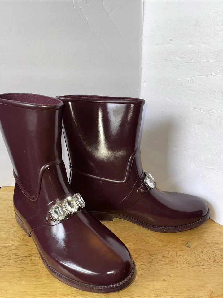 Женские дождевики Michael Kors Leslie резиновые с закрытым носком до середины икры сливы размер 10 - Изображение 1 из 4