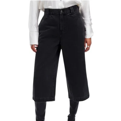 Madewell Denim Culottes Johnston Black Wash High Rise Size 32 NWT  - Image 1 of 4