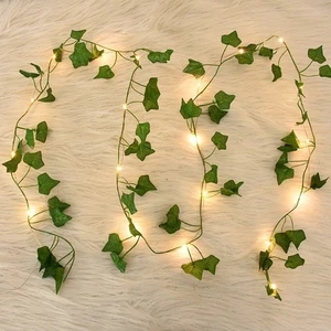 2/5/10M Silk Leaves Fake Creeper Green Leaf Ivy Vine LED - Picture 1 of 13