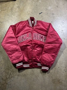 Vintage Oklahoma Sooners Jacket Mens Medium Red NCAA Football Satin Starter 90s - Picture 1 of 6