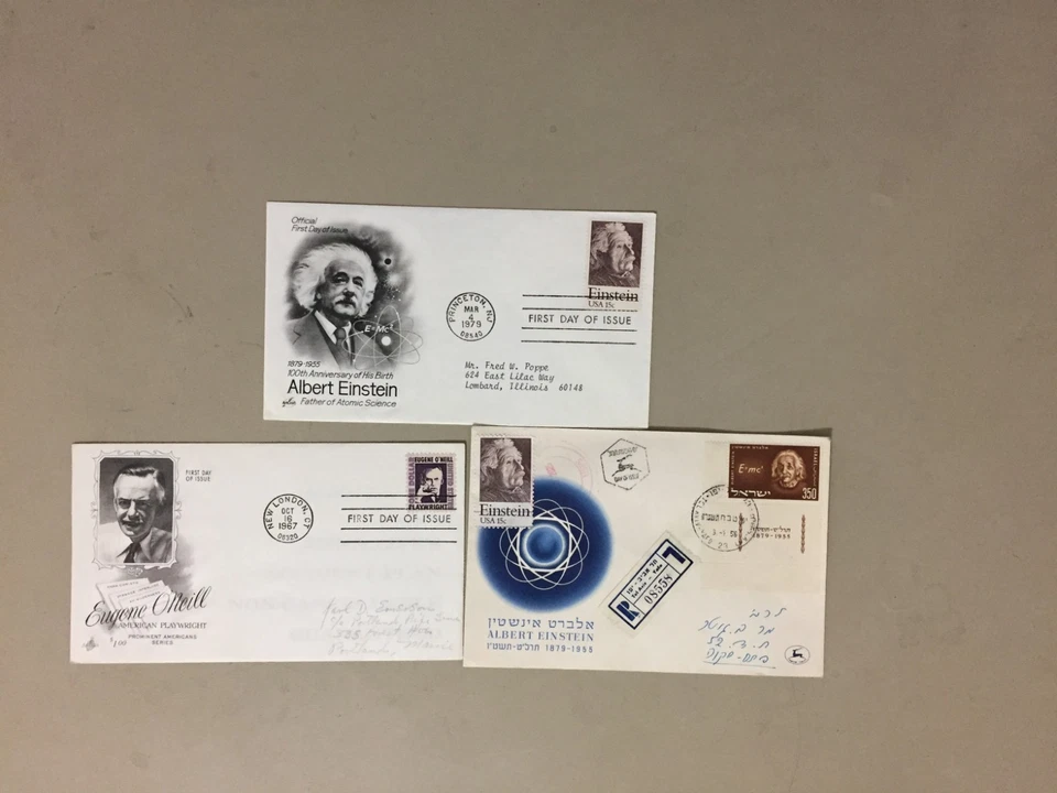 Three Einstein fdc:2X US,1X Israel registered dual stamps-US,Israel - Image 1 of 1