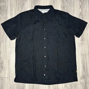 Quiksilver Waterman Camicia Uomo XL Nera Manica Corta Bottoni Tonale Jacquard - Foto 1 di 7