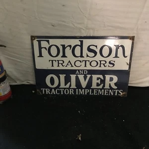 FORD OLIVER TRACTOR GASOLINERA PORCELANA GASOLINA 18 X 12 en un solo lado - Imagen 1 de 5