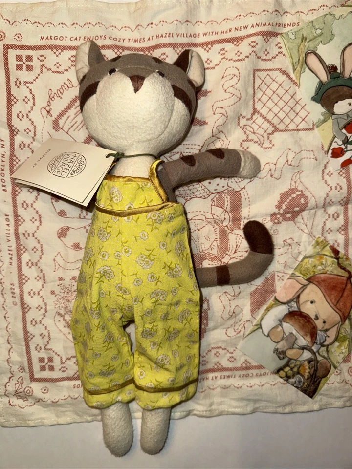 Hazel Village Margot Cat Handmade Animal w/ Yellow Overalls & Bandana - Image 1 of 4