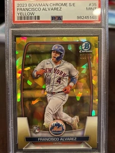 2023 Bowman Sapphire Francisco Alvarez Yellow RC Rookie Refractor /50 #35 PSA 9 - Picture 1 of 3