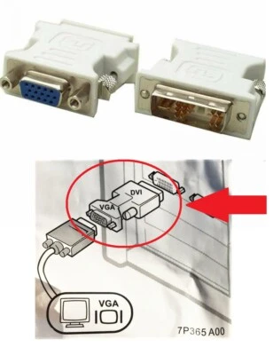 ''VGA Female -> DVI-A Male'' ADAPTER for computer monitor cable, single or bulk - Image 1 of 4