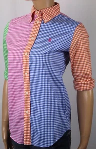 Ralph Lauren Blue Green Orange Pink Custom Fit Blouse Shirt NWT - Picture 1 of 1