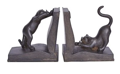 Buchstützen Katzen Brille und Lupe Buchständer Buchhalter Tierfigur Katze Kitty - Bild 1 von 4