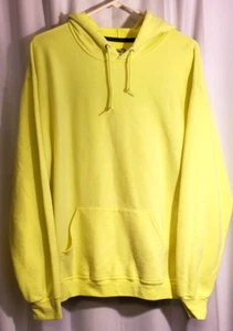 Fruit of The Loom Pullover Blank Hoodie Jacket Unisex Size L Neon Yellow - Picture 1 of 3