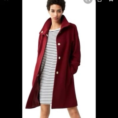 Eliza J Topper Coat Wool Blend Burgundy Snap Front Coat Size Small - Image 1 of 4