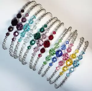 CYNTHIA LYNN "CELEBRATE" SILVER PLATED SWAROVSKI CRYSTAL BIRTHSTONE BRACELETS - Picture 1 of 1