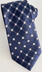 Club Room 100% Silk Men’s Neck Tie Blue Pink 59"L x 3.25" W  with Keeper Loop - Picture 1 of 8