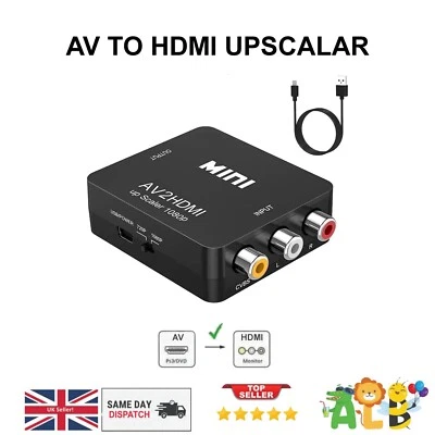 AV to HDMI 1080P RCA CVBS Video Audio Composite Converter Mini Adapter HDTV/DVD - Image 1 of 4