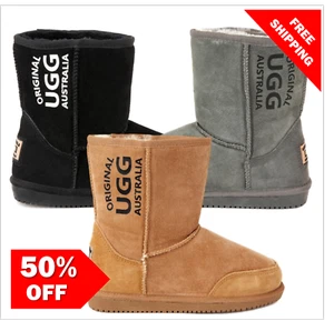 Originals Ugg Australia Mid Sheepskin Boot Black Chestnut Men Ladies 7 8 9 10 11 - Picture 1 of 30