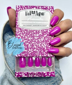 Red Aspen Press On Nails~Antoinette's Lessons in Happiness~Purple~Coffin~Medium - Picture 1 of 3
