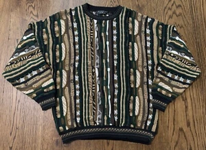 Vintage Protege 3D Knit Sweater Cosby Coogi Style Textured Size Medium Brown - Picture 1 of 16