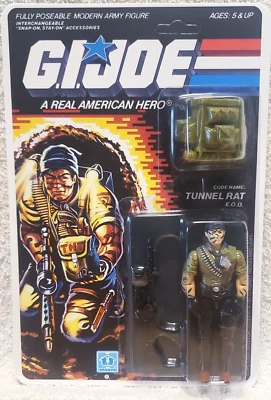 GI Joe 1987 Tunnel Rat 100 % completo recardado en tarjeta de reproducción sin perforar Foto 1 de 4