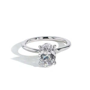 3.0 CT Oval Cut Moissanite Four Claw Prong 14k White Gold Engagement Ring,D-VVS1 - Picture 1 of 3