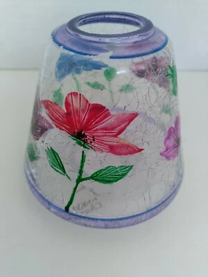 YANKEE CANDLE CRACKLE 玻璃阴影小罐蜡烛上装紫色花卉设计 — 第 1/4 张图片