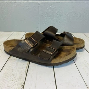 Birkenstock Slide Sandal Buckle Brown Oiled Leather Men's Size 42 or US 9 - Picture 1 of 8