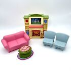 Fisher Price Loving Family Dollhouse Living Room Furniture Fireplace Couch Chair