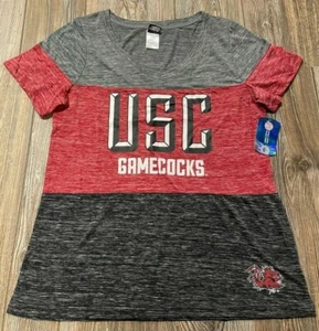 New w/Tag Womens USC Gamecocks Cute Tri-Color V-Neck Short Sleeve Shirt Sz Large - Picture 1 of 4