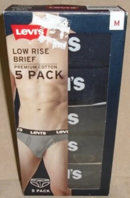 NUEVO HOMBRE "PAQUETE DE 5 CALZONCILLOS DE TIRO BAJO DE ALGODÓN PREMIUM LEVI'S FLY FRONT ROPA INTERIOR" Foto 1 de 2