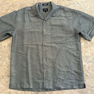 Vintage Y2K Anchor Blue Rayon Blend Camp Shirt Men’s XL Gray Stripe Hong Kong - Image 1 of 2