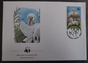 1984 Romania World Wildlife Fund FDC ties 2L Stamp cd Bucuresti - Picture 1 of 2