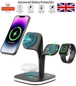 5in1 Wireless Charging Station For AirPods Apple Watch iPhone Dock Charger Stand - Picture 1 of 11