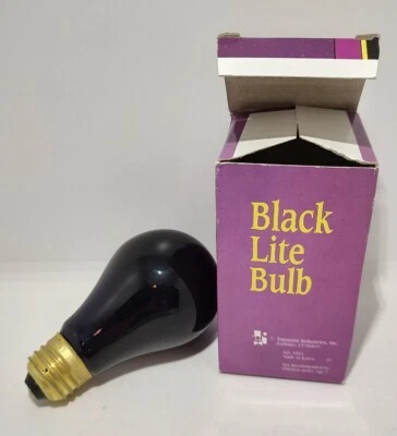 Vintage BLACK LIGHT BULB 75W 120V Halloween Creations Standard New Old Stock  - Image 1 of 4
