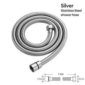 1pcs 1.5M Stainless Steel Shower Hose Extension Tube Bathroom Shower Tube - Picture 1 of 5