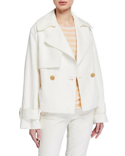 OFF WHITE Giacca nuova con etichette Vince in misto lino con cintura ispirata al trench OFF WHITE Medium prezzo al pubblico consigliato $495