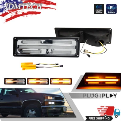 For 88-98 Chevy GMC C10 C/K Suburban Tahoe Yukon LED Clear Lens DRL Signal Light - Image 1 of 4