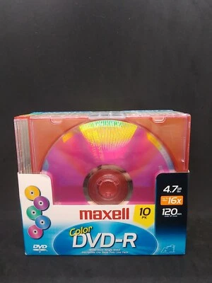 Maxell DVD+R COLOR 10 Pack 4.7 GB Single Sided New (Out of Plastic)  (E) - Image 1 of 4