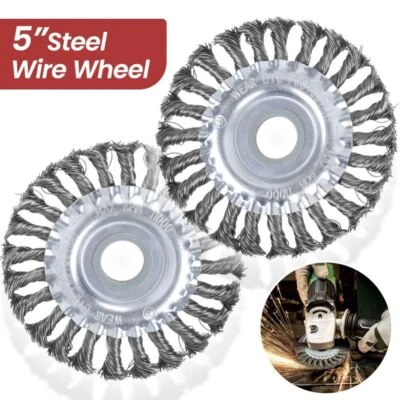 2X Drahtbürste Für Flex, Winkelschleifer Ø125mm X 22mm Gezopft Scheibenbürste - Bild 1 von 4