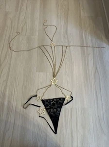 Honey Birdette Freddie Gold Chain Black Playsuit Size XL adjustable - Picture 1 of 16