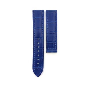 Blue 19 20 22mm Genuine Leather Strap/Band fit Omega SeaMaster/PlanetOcean Pins - Picture 1 of 16