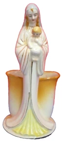 Vintage Madonna & Kind Vase Figur Goldrand Made in Japan 8 3/4"T Maria Jesus - Bild 1 von 9