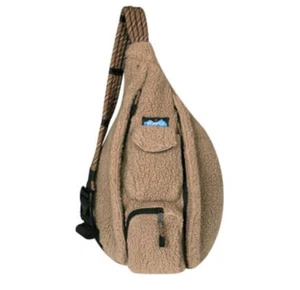 KAVU Fleece Full Size Rope Bag Sling Bag Brown Tan Urban Outfitters NWT $70 - Picture 1 of 7