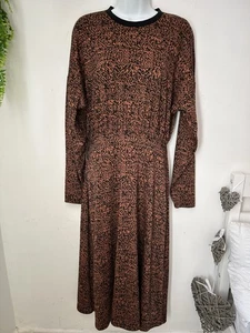 Whistles Animal Print Midi Dress Long Sleeve Dress Size UK 10 A-Line - Picture 1 of 12