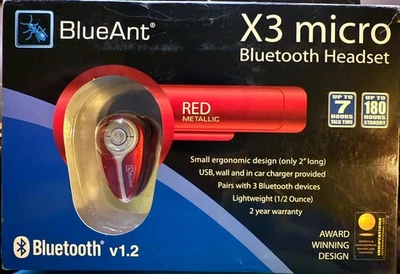 BlueAnt X3 Wireless phones Bluetooth Headset Vintage USB Charger Car Earphone - Image 1 of 2