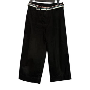 Lauren Ralph Lauren Chino Wide-Leg Cropped Pant Black 100% Cotton Belt - Picture 1 of 4