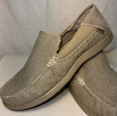 Zapatos mocasines Crocs 202056 para hombre Khakis Santa Cruz sin cordones de lona talla 10 Foto 1 de 4