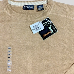 PGA Tour Signature Collection Pullover Herren XXL hellbraun Seide Kaschmir Rundhalsausschnitt neu mit Etikett - Bild 1 von 8