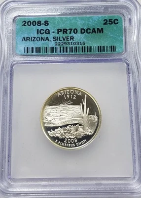 2008-S Arizona Quarter |  ICG PR70 DCAM | Silver Proof - Image 1 of 2