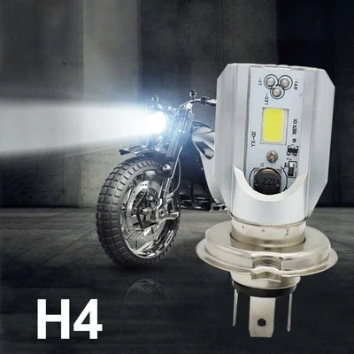 H4 LED para faros de motocicleta haz alto/bajo bombilla delantera lámpara DC 6-80V 6000K Foto 1 de 4