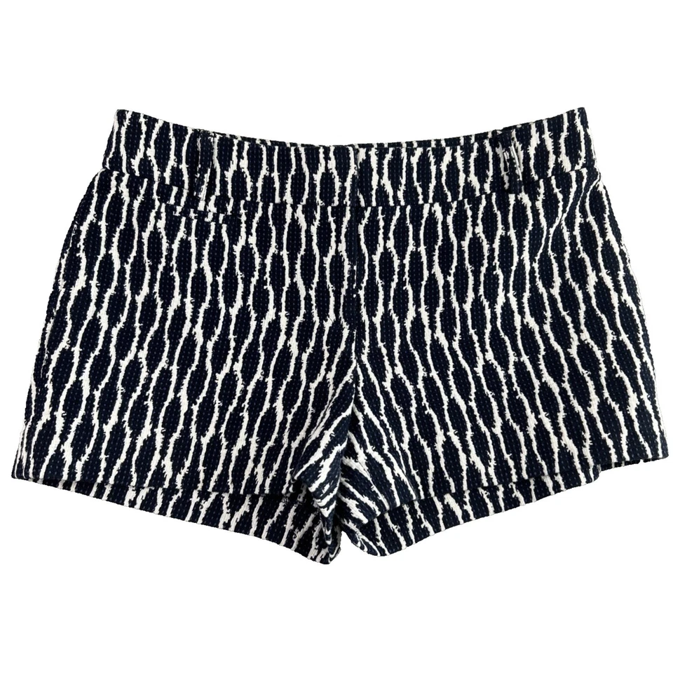 Pantalones Cortos Loft Ann Taylor Riviera Talla 6 Azul Marino Blanco Texturizado Geométrico Boho Preppy Foto 1 de 4